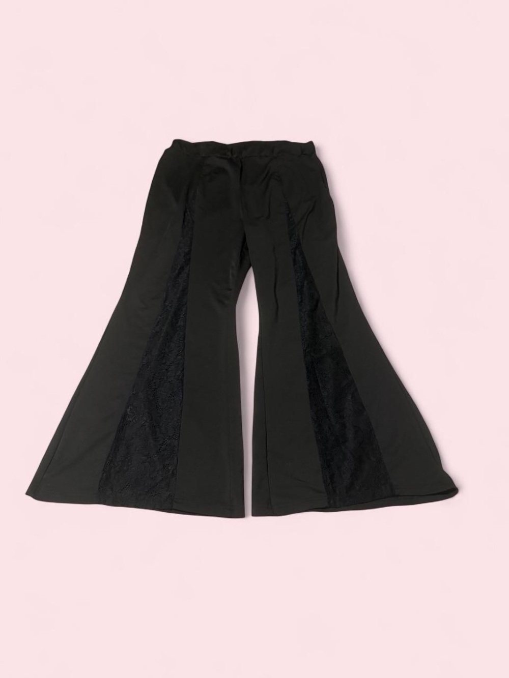 SHEIN Black Lace-Inset Flared Leggings